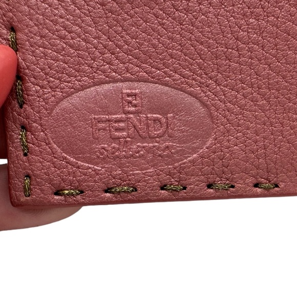 FENDI RARE METALLIC PINK SELLERIA  LEATHER COMPACT WALLET - Picture 11 of 15